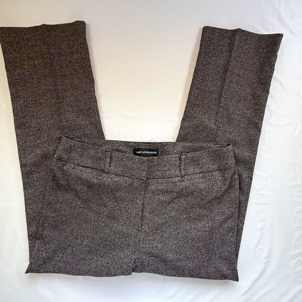 Larry Levine Brown Tweed Dress Pants 12P Office Siren Dark Academia Trousers
